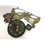 AN ASSORTMENT OF MILITARIA TO INCLUDE "THE MAGNAPOLE" COMPASS BY SHORTS MASON LTD, LONDON,