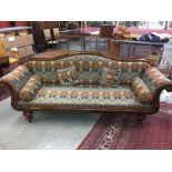 VICTORIAN WALNUT FRAMED SOFA UPHOLSTERED IN LIBERTY FABRIC