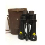 PAIR OF AP1900A7X MILITARY NAVAL TYPE BINOCULARS IN LEATHER CASE