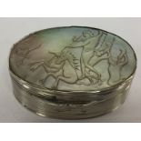 A C19TH CONTINENTAL SILVER AND MOTHER OF PEARL SNUFF BOX ,