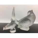 LALIQUE GLASS SPARROW AND A PHEASANT