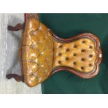 A VICTORIAN BUTTON BACK TAN LEATHER SEATED SPOON BACK SIDE CHAIR