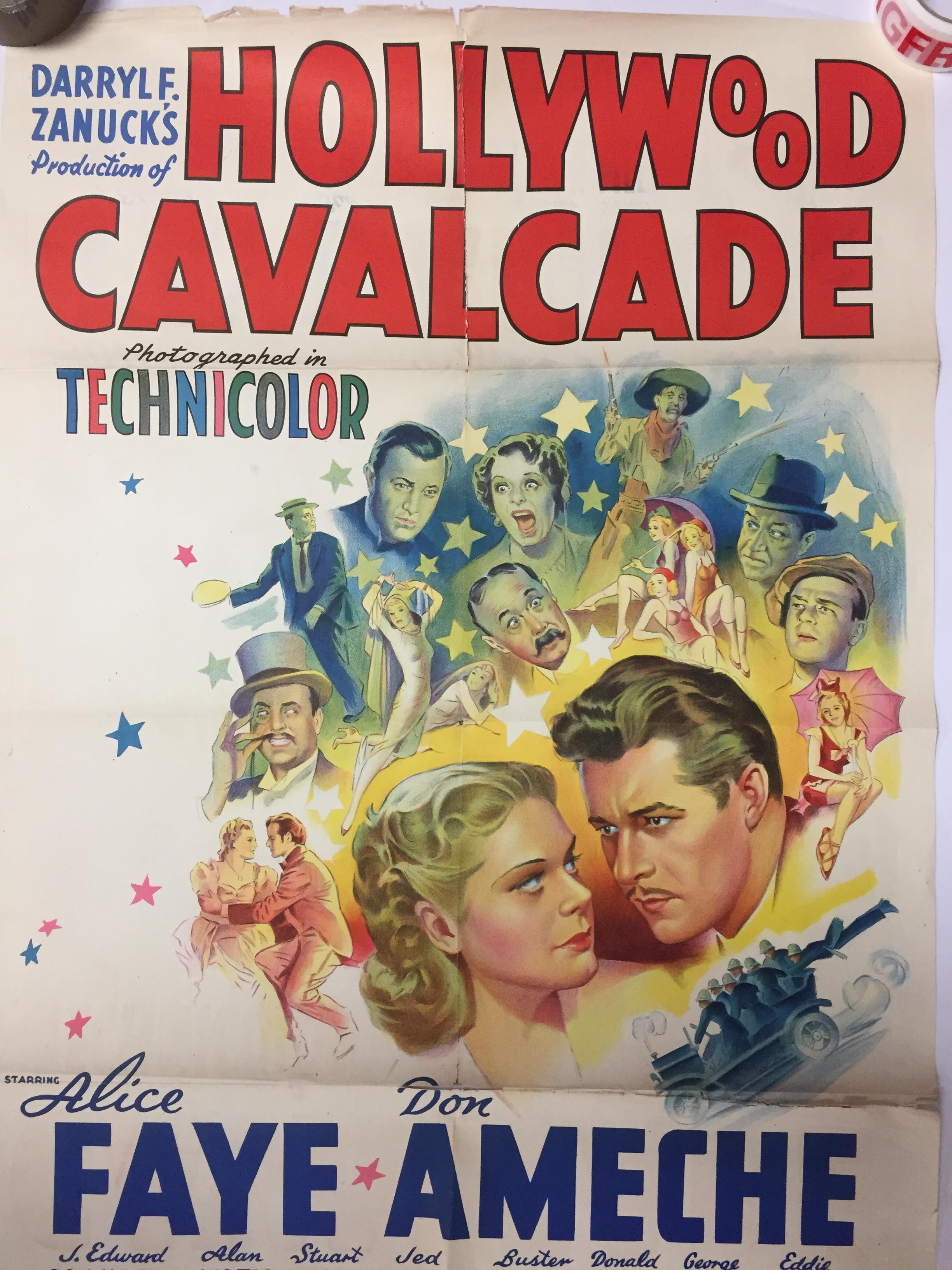 1940S COLOUR FILM POSTER 'HOLLYWOOD CAVALCADE' 68 X 102CM (POOR CONDITION) - Image 3 of 3