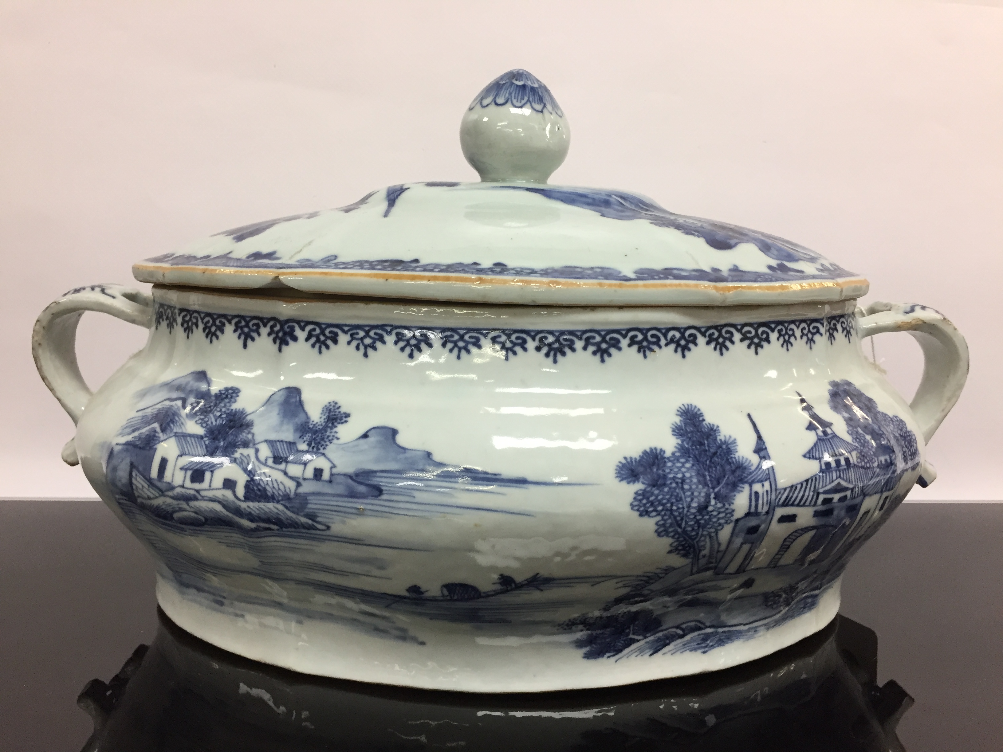A CHINESE QUINLONG TWO HANDLED COVERED TUREEN AND A RELATED STAND, - Image 2 of 5