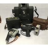 CHINON 506 SM X 1 CINE CAMERA IN ORIGINAL CARRY CASE ALONG WITH 2 EXTERNAL MICROPHONES,