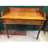 VICTORIAN MAHOGANY TWO DRAWER WRITING DESK WITH GALLERIED TOP