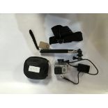 GOPRO HERO 3+ IN PROTECTIVE CASE, WITH MOUNT, HEAD BAND MOUNT,