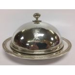 GEORGE III SILVER MUFFIN DISH WITH DOMED COVER AND STAND.