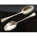 TWO SILVER SERVING SPOONS, LONDON 1802,