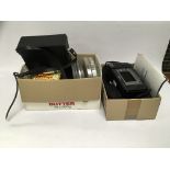 QUANTITY OF CINI EQUIPMENT, FILMS, TINS, SPLICERS,