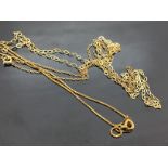 A 9CT NECKLACE & BRACELET & YELLOW METAL CHAIN