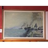 OIL ON BOARD ' SHIPPING SCENE' BEARING SIGNATURE G.