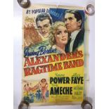 1940S COLOUR FILM POSTER 'ALEXANDER'S RAGTIME BAND' 68 X 102CM (POOR CONDITION)