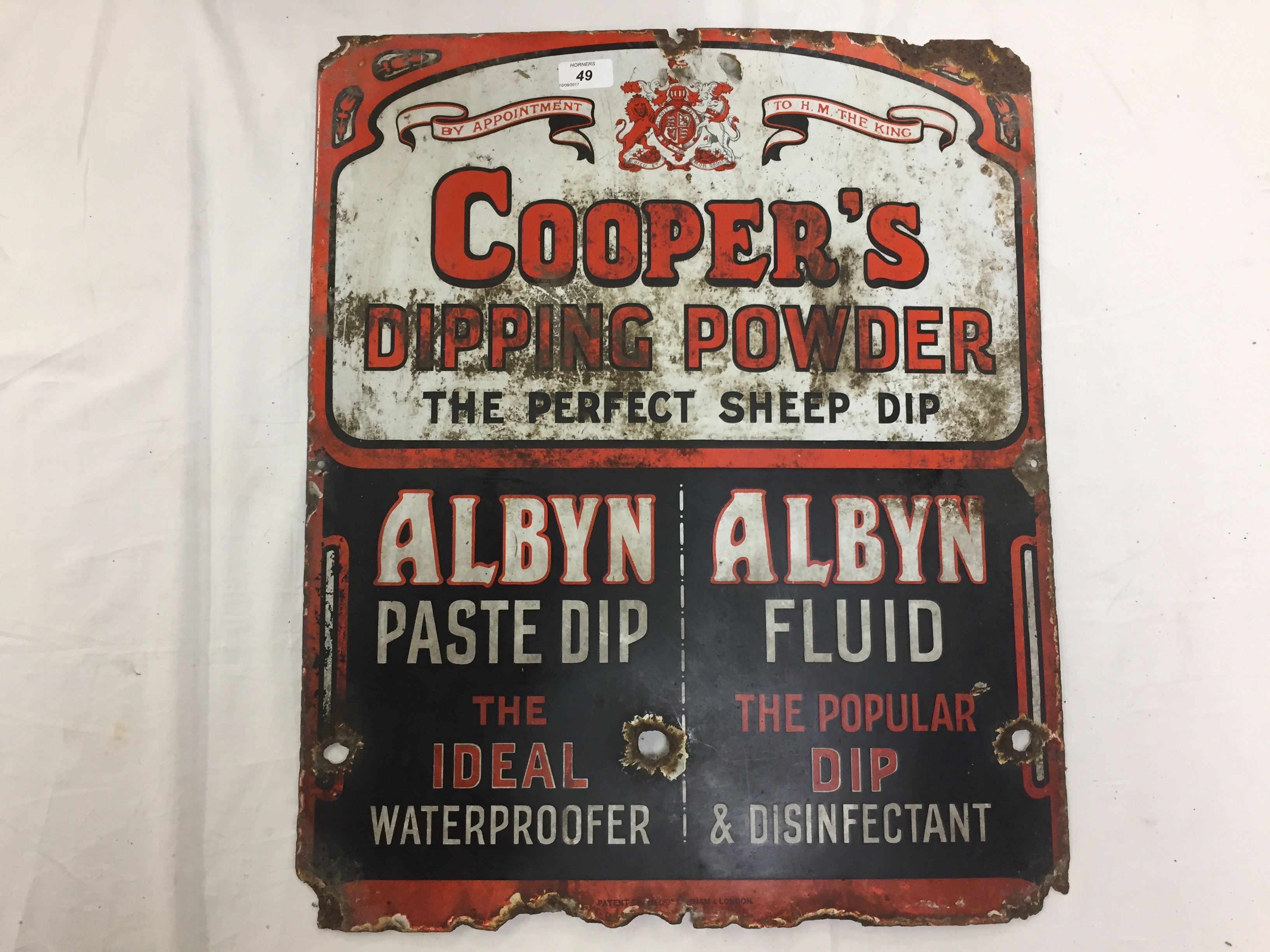 ENAMEL ADVERTISING SIGN - COOPERS DIPPING POWDER 