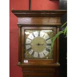 A GEORGE III OAK THIRTY DAY LONG CASE CLOCK, SINGLE TRAIN MOVEMENT STRIKING ON BELL, THE 10.