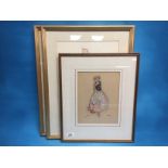 THREE FRAMED ORIGINAL FASHION DESIGN SKETCHES,