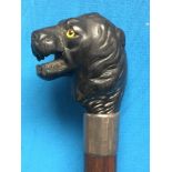 WALKING STICK WITH LIONS HEAD HANDLE A/F