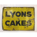 ENAMELED ADVERTISING SIGN - LYONS CAKES 76 X 100 CM (POOR CONDITION)