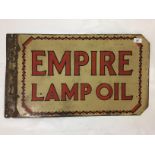 ENAMEL ADVERTISING SIGN, EMPIRE LAMP OIL, DOUBLE SIDED,