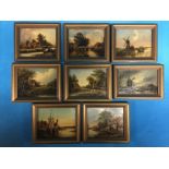 8 SMALL FRAMED OIL PAINTING IN NORWICH SCHOOL STYLE SOME BEARING INITIALS,