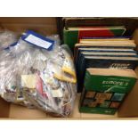 BOX WITH TWO KILOS FOREIGN AND COMMONWEALTH KILOWARE, PLUS VARIOUS IN ALBUMS OR STOCKBOOKS.