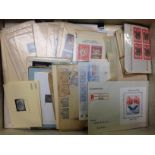 FILE BOX WITH VARIED FOREIGN SELECTIONS, EGYPT, LEBANON, GUATEMALA, ETHIOPIA, NEW CALEDONIA,