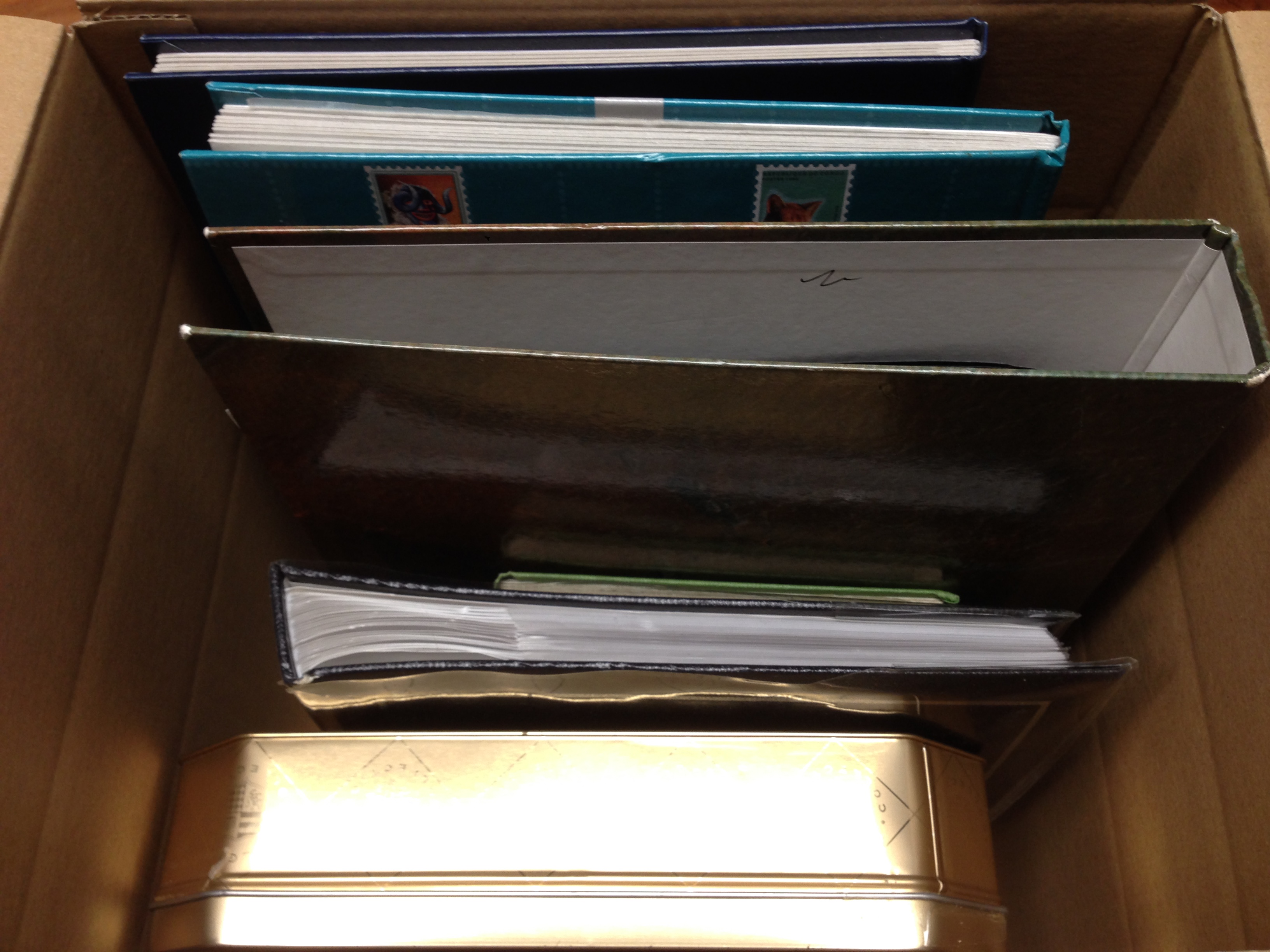 BOX OF VARIOUS IN FIVE BINDERS AND LOOSE,