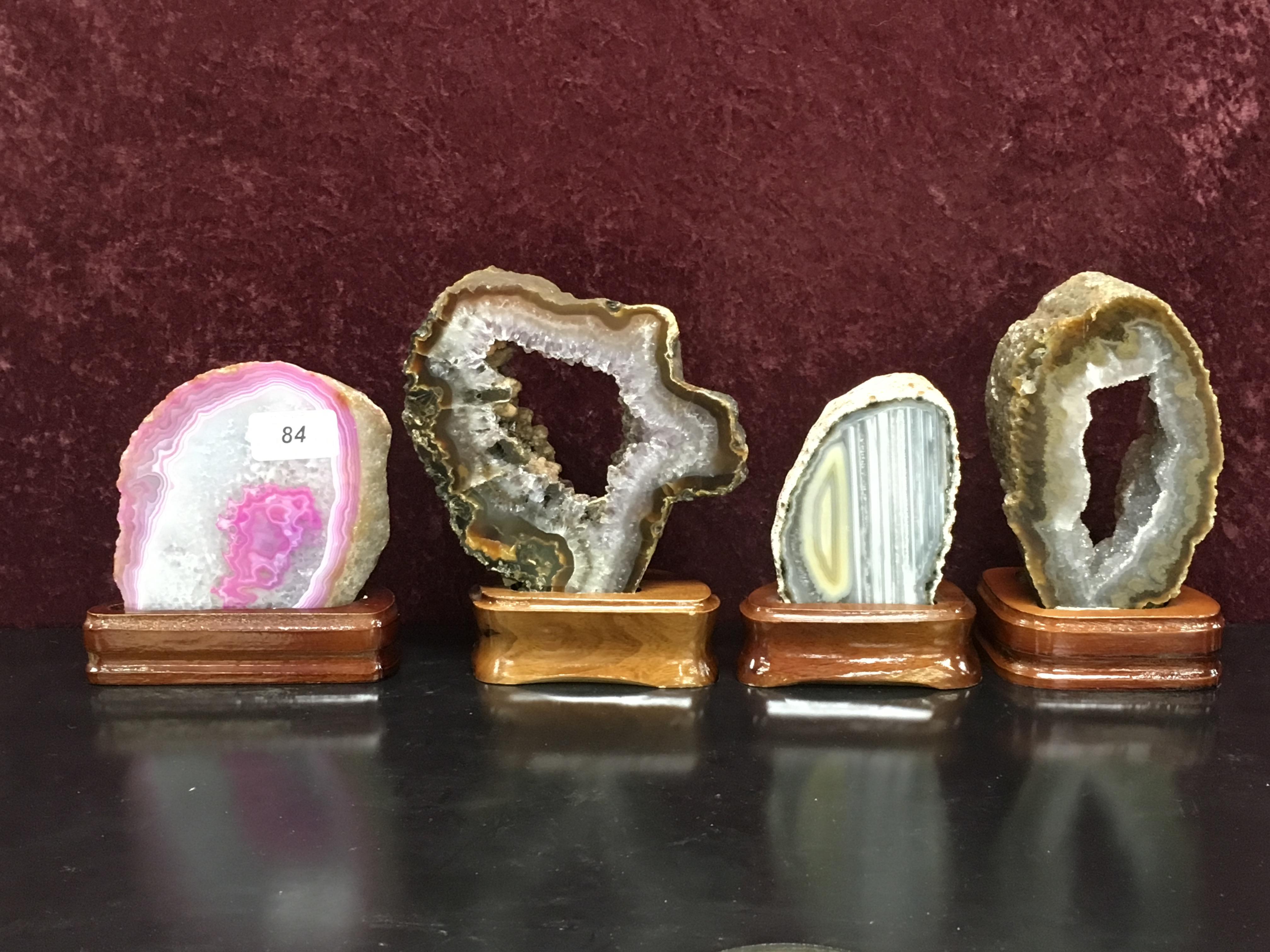 4 MOUNTED AND POLISHED AGATE CRYSTAL FROM BRAZIL