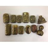 A COLLECTION OF ASSORTED BRASS VESTA CASES, POTS, ETC.