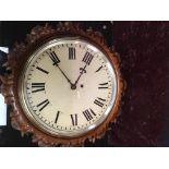 MID VICTORIAN MAHOGANY CASED WALL CLOCK WITH 8 DAY FUSEE MOVEMENT.