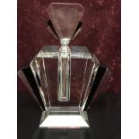 MODERN ART DECO STYLE LARGE DRESSING TABLE SCENT BOTTLE OF FANNED DESIGN WITH CHROME MOUNTS,