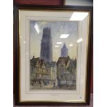 WATERCOLOUR 'LA TOUR DE BEURRE-ROUEN BEARING SIGNATURE J.