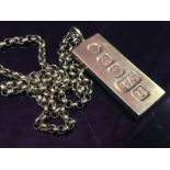 9CT GOLD INGOT ON 9CT GOLD CHAIN 42G