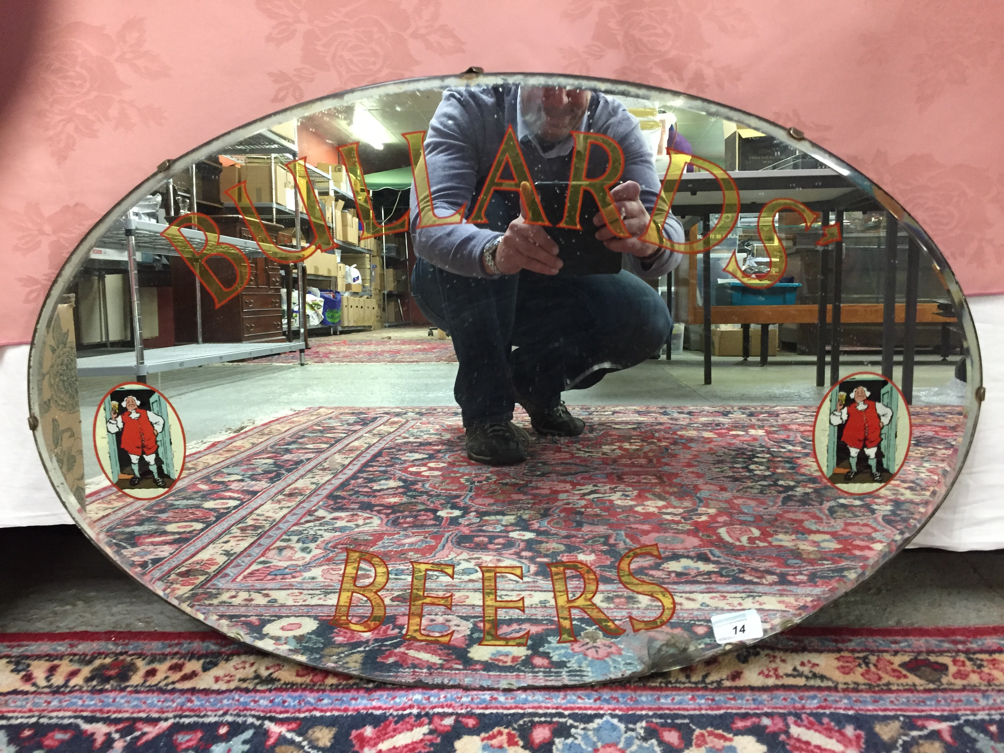 OVAL BULLARDS BEER ADVERTISING MIRROR,