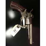 A PIN FIRE REVOLVER PISTOL WITH FOLDING TRIGGER. STAMPED E.L.G. OVERALL LENGTH 19CM.