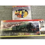 BOXED HORNBY 00 GAUGE FLYING SCOTSMAN TRAIN SET (BOX MISSING TRANSFORMER) ALONG WITH BOXED 3 HORNBY