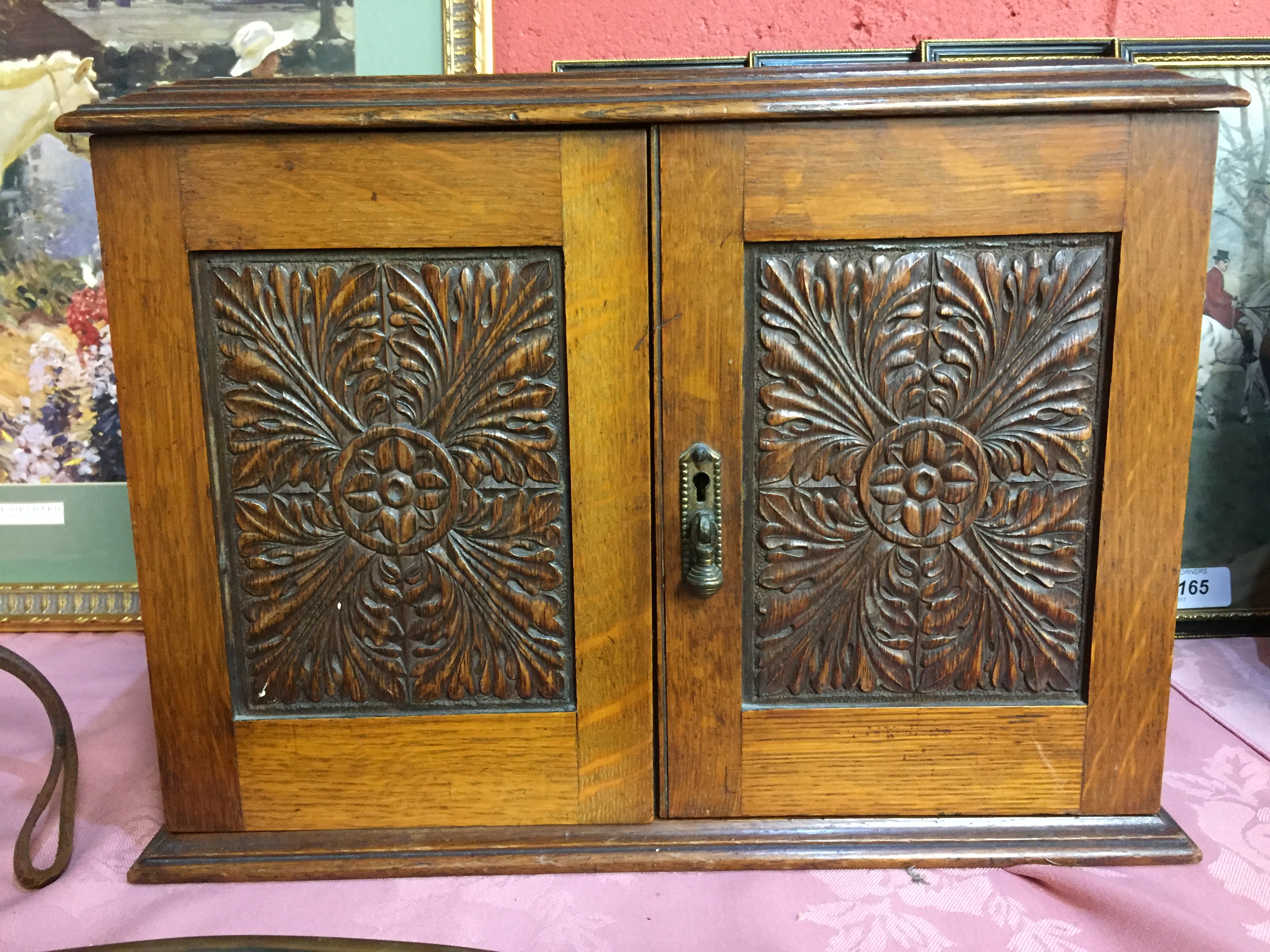 A VICTORIAN MAHOGANY SMOKERS CABINET ALONG WITH 19TH CENTURY TOBACCO JAR AND COVER AND MATCHING