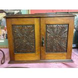 A VICTORIAN MAHOGANY SMOKERS CABINET ALONG WITH 19TH CENTURY TOBACCO JAR AND COVER AND MATCHING