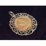 1898 HALF SOVEREIGN PENDANT IN PENDANT MOUNT 6.