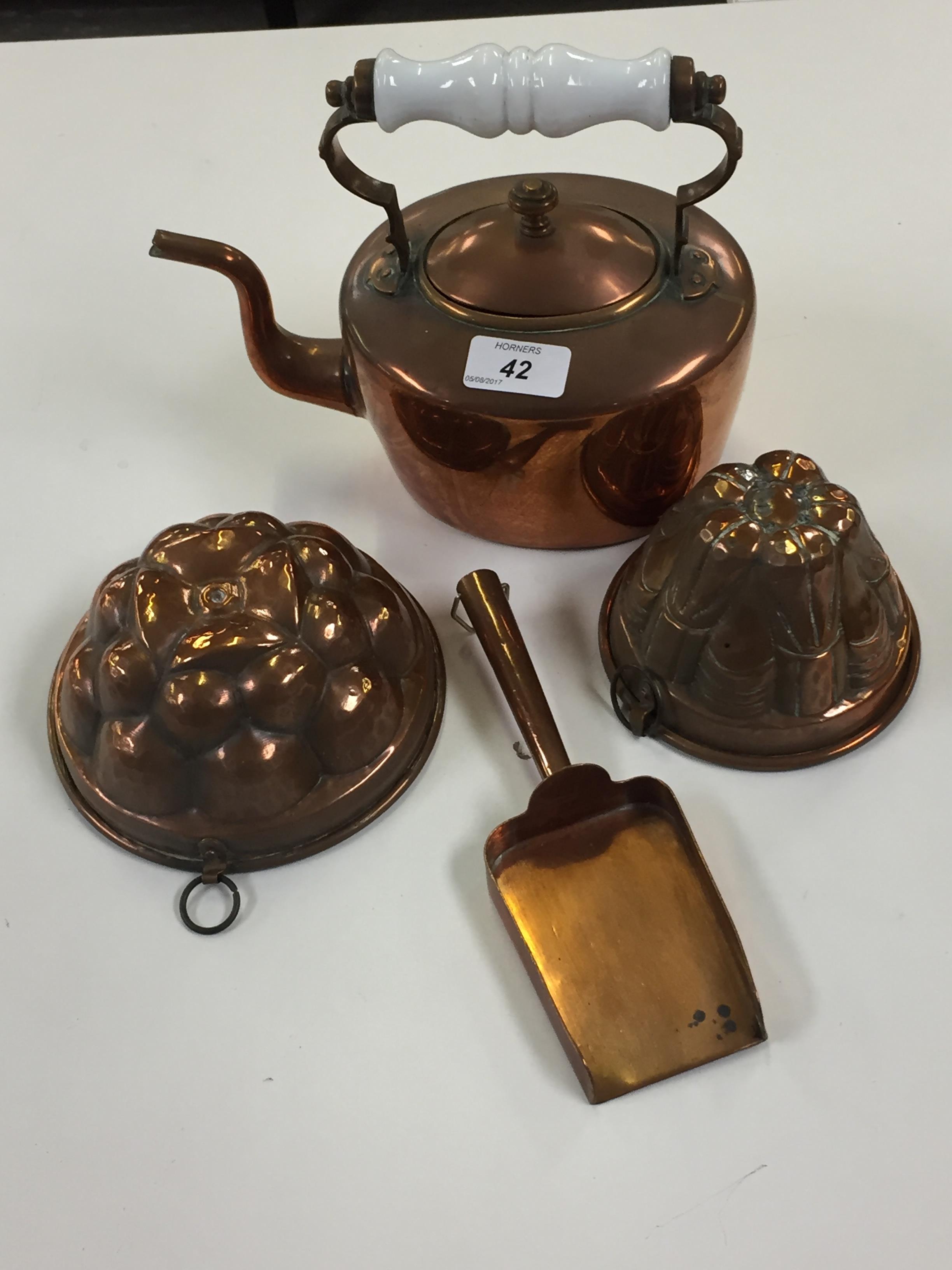 TWO COPPER JELLY MOULDS,