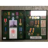 TWO FRAMED DISPLAYS OF MEDALS (MOSTLY REPORDUCTION)