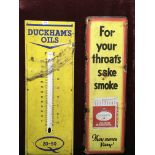 2 ENAMEL ADVERTISING SIGNS - CRAVEN 'A' FOR YOUR THROATS SAKE 28 X 96CM (CONDITION POOR) ALONG WITH