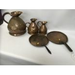 3 COPPER CONICAL JUGS, GALLON,