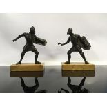 PAIR OF BRONZE FIGURES 'GLADIATOR' 13CM TALL,