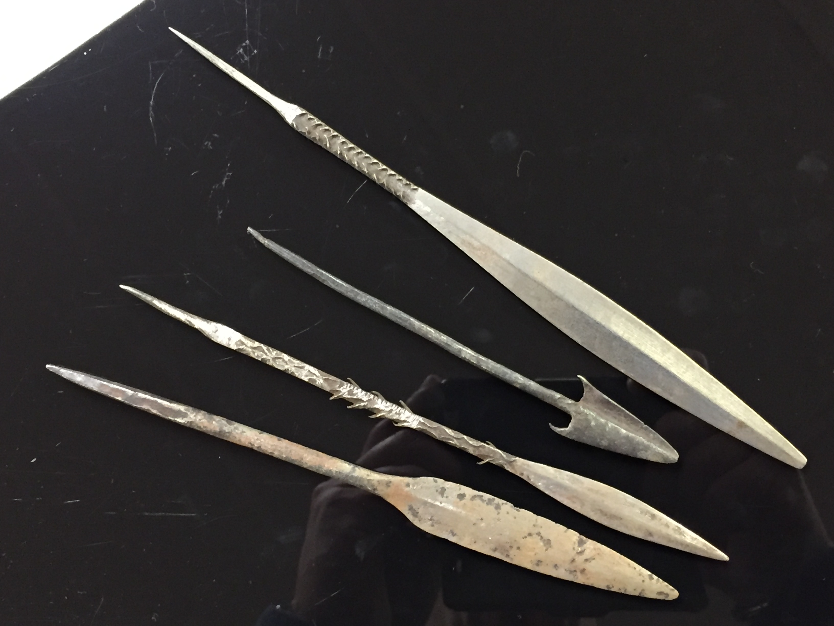 FOUR OLD AFRICAN SPEAR HEADS
