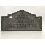 LEAD SIGN 'OXFORDSHIRE CONSTABULARY' 60CM X 31CM