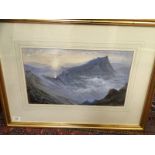 PAIR OF GILT FRAMED WATERCOLOURS, LAKE DISTRICT HONISTER PASS AND SUNRISE, STRIDING EDGE,