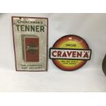 TWO TOBACCO RELATED SIGNS - CRAVEN 'A' (CIRCULAR) 58CM APPROX,