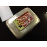 SILVER CIGARETTE BOX WITH "NAUGHTY" LADY DESIGN