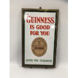 'GUINNESS IS GOOD FOR YOU' ENAMEL SIGN IN FRAME 53 X 29CM APPROX